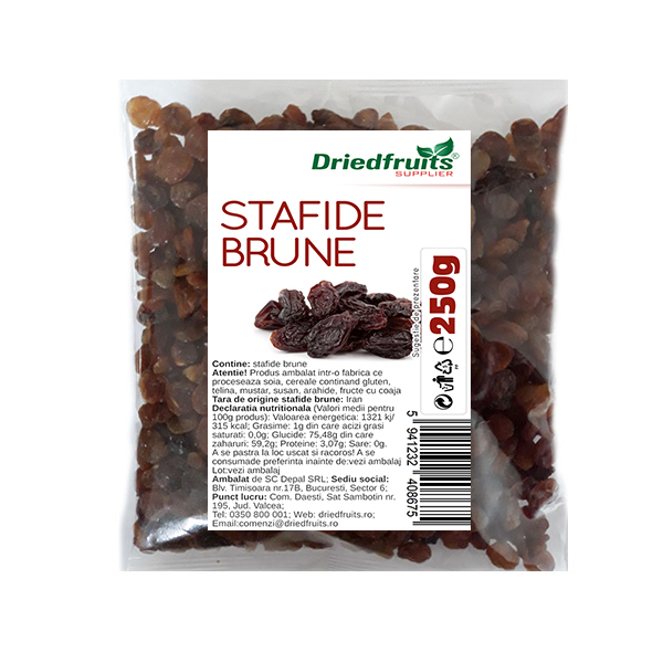 Stafide brune deshidratate Driedfruits – 250 g Dried Fruits Fructe Deshidratate & Confiate